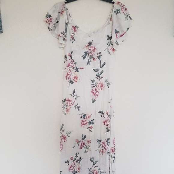 three pink hearts floral maxi dress